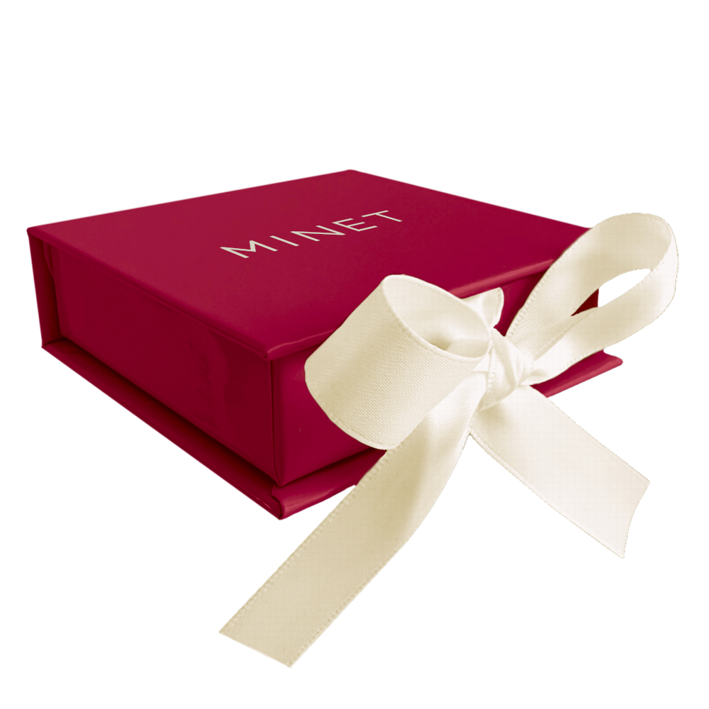 MINET PREMIUM Tmavě růžová magnetická krabička na šperky s béžovou stuhou - 8 x 8 x 2,5 cm XBJMVC2