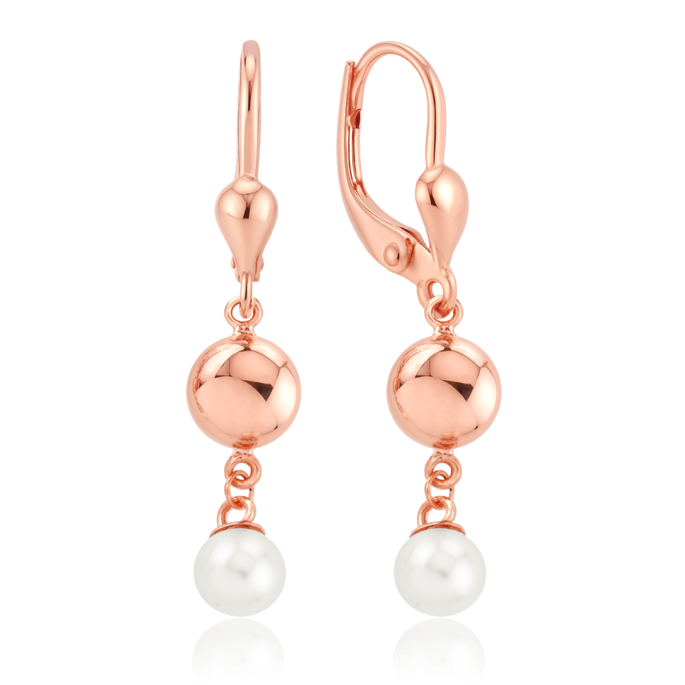 MINET Zlaté náušnice z růžového zlata s kuličkami a perlami Au 585/1000 2,35g JMG0305WRE00