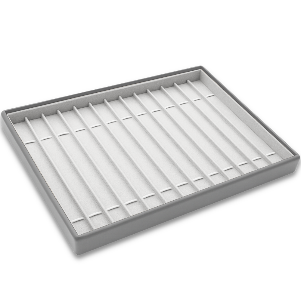 MINET Šedé prezentační plato na šperky - 14x náramek - 31,5 x 22,5 cm