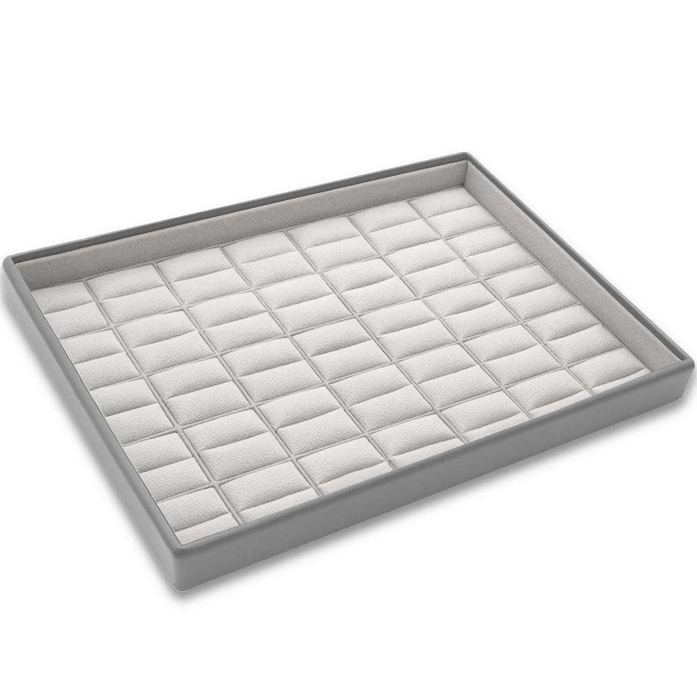 MINET Šedé prezentační plato na šperky - 35x prsteny - 31,5 x 22,5 cm