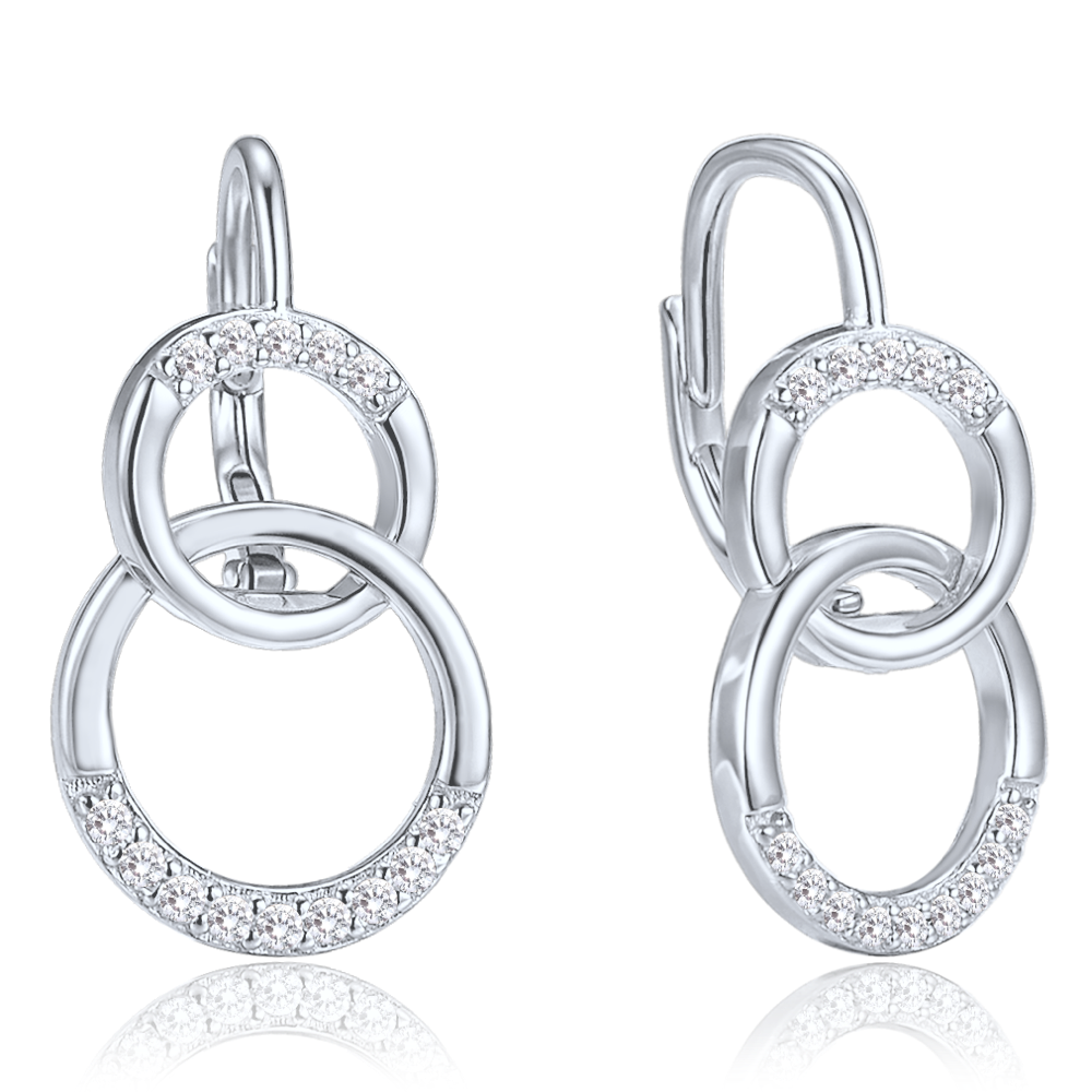 MINET Luxusní stříbrné náušnice s bílými zirkony