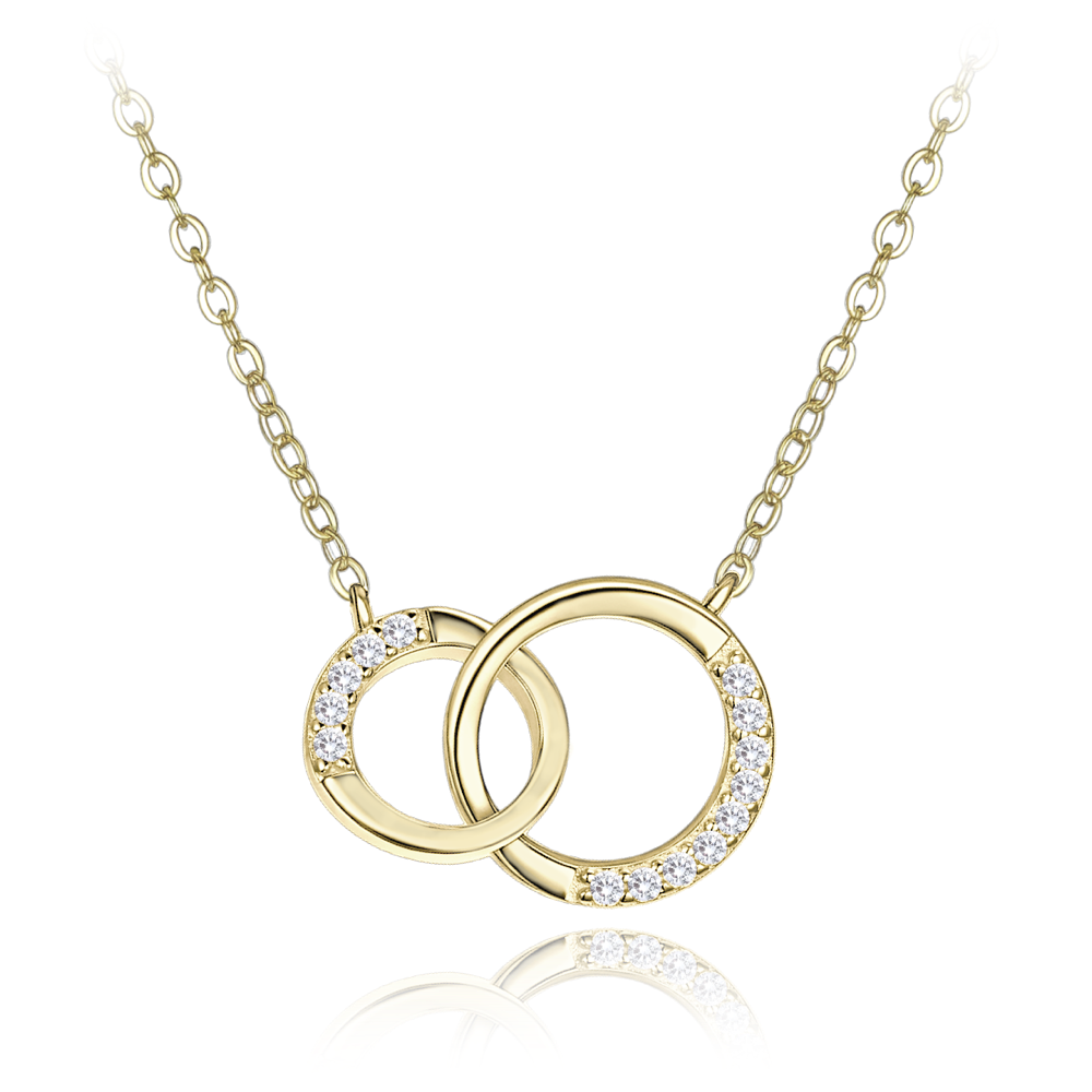 MINET Luxusní pozlacený stříbrný náhrdelník s bílými zirkony