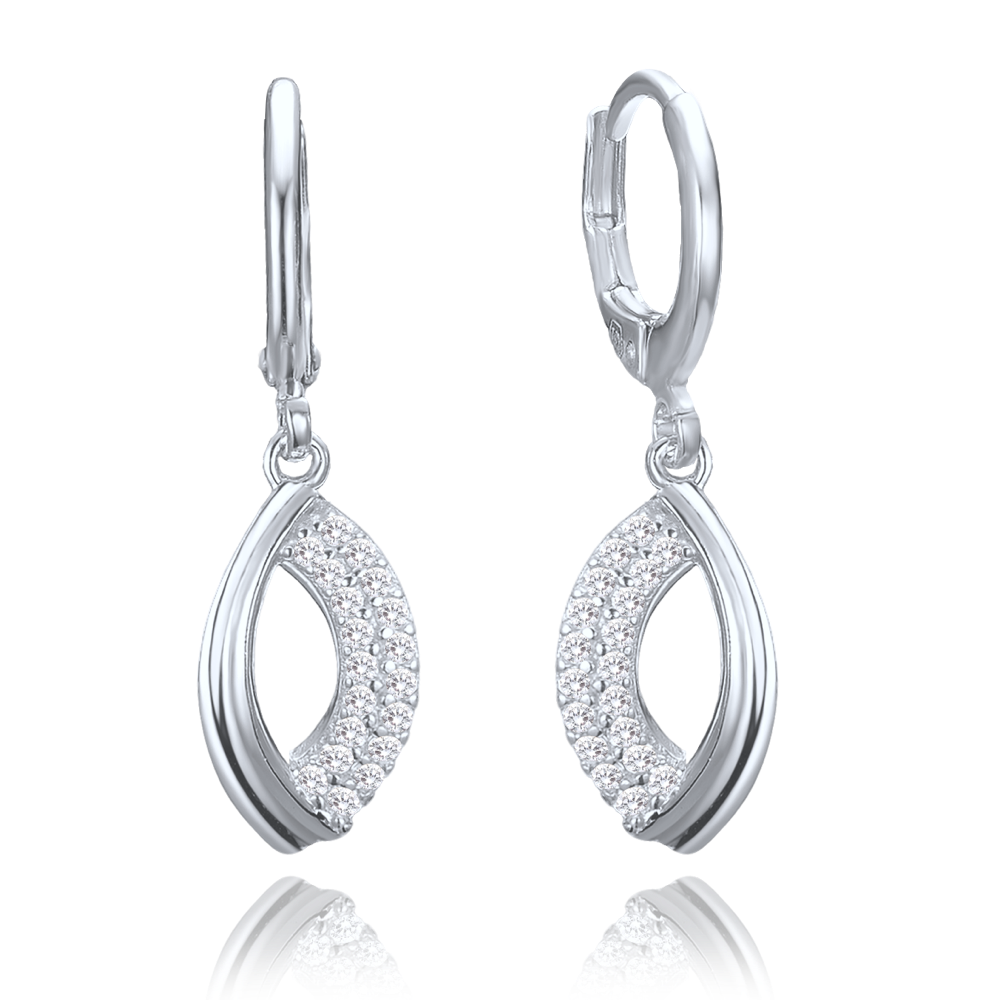 MINET Elegantní stříbrné náušnice s bílými zirkony