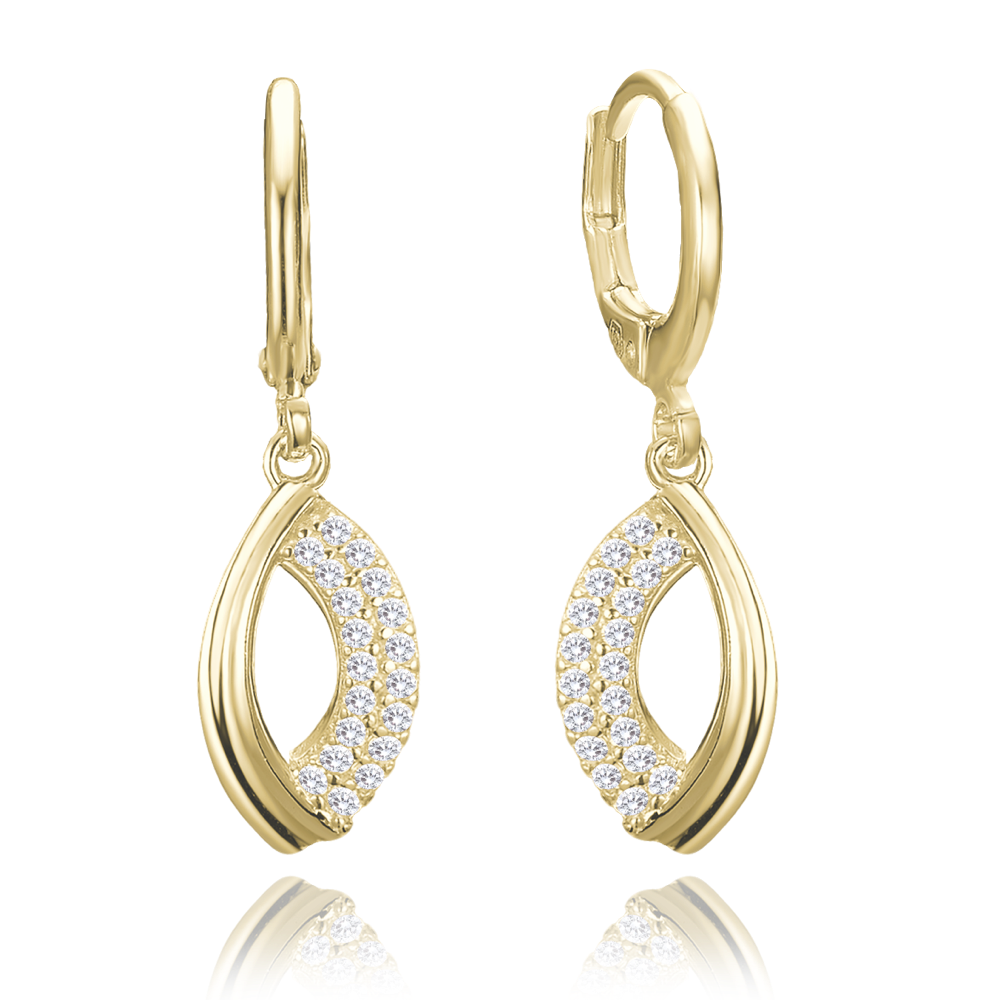 MINET Pozlacené elegantní stříbrné náušnice s bílými zirkony