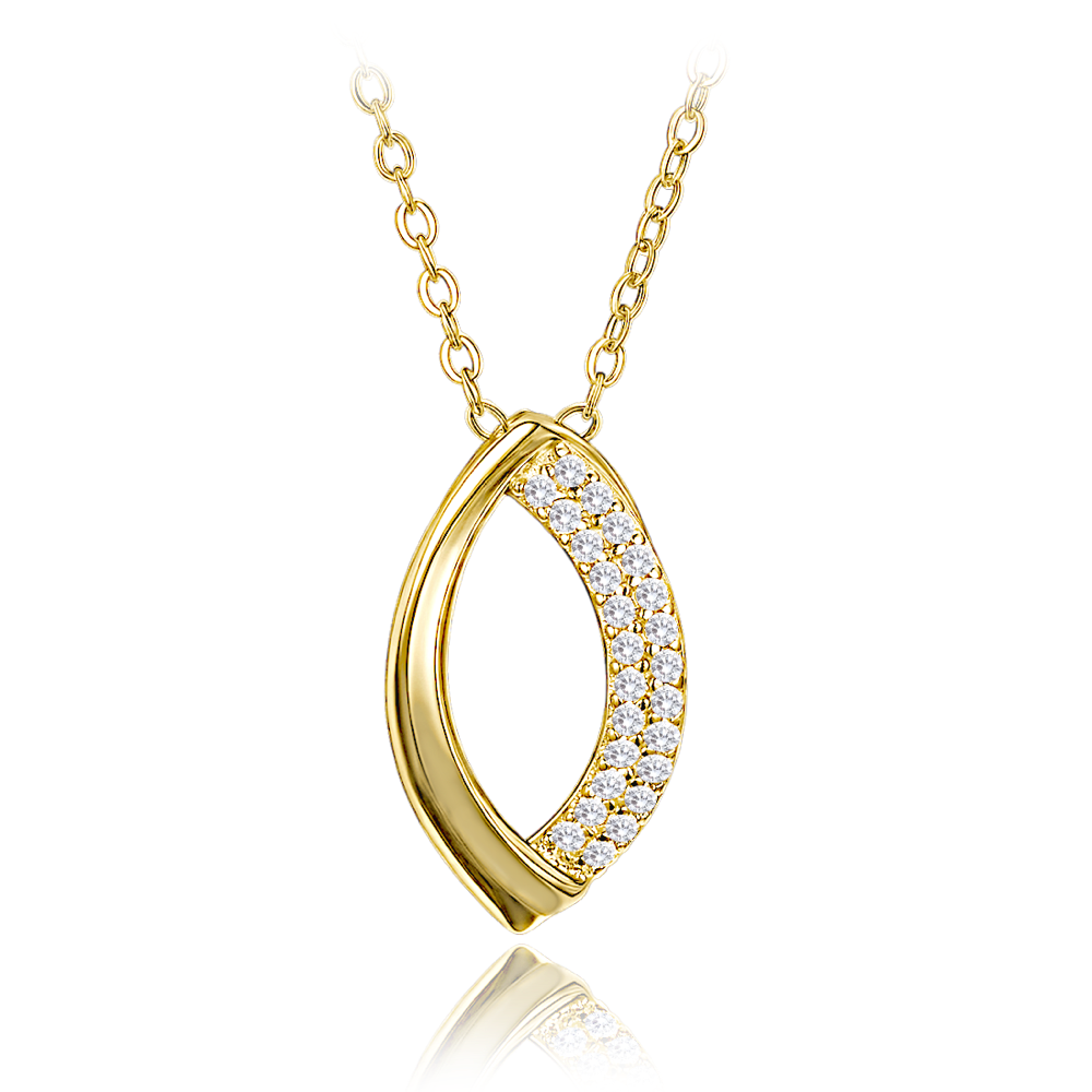 MINET Pozlacený elegantní stříbrný náhrdelník s bílými zirkony