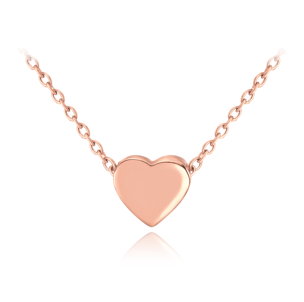 MINET Rose gold stříbrný náhrdelník LOVE se srdíčkem