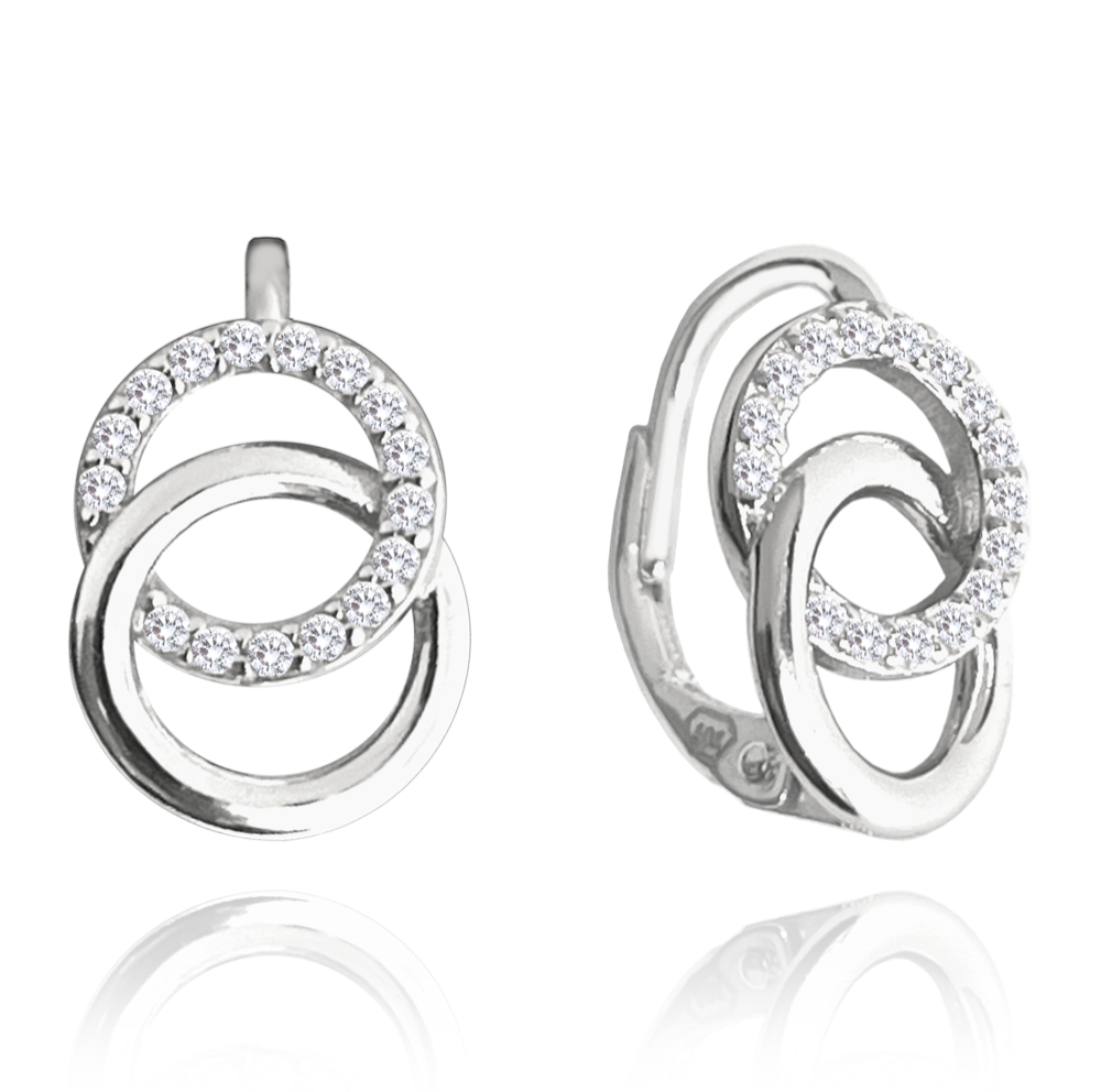 MINET Stříbrné náušnice KROUŽKY s bílými zirkony JMAS0192SE00