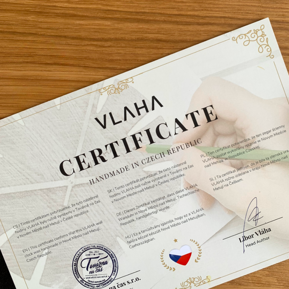 VLAHA Dubové nalepovací hodiny MINIMAL vyrobené v Čechách - stříbrné ⌀ 59cm VCT1142