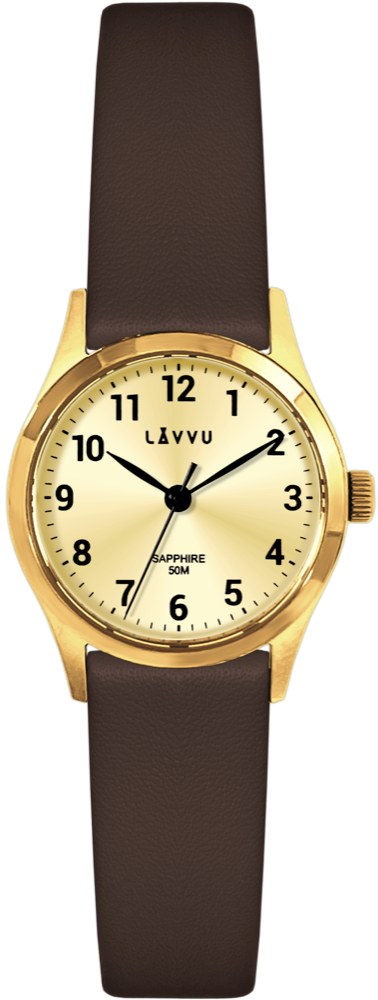 LAVVU Zlato-hnědé dámské hodinky SKIEN se safírovým sklíčkem LWL5073