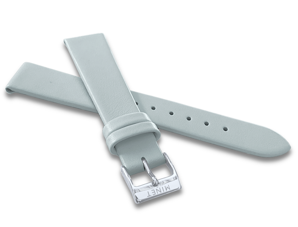 MINET Šedý kožený řemínek se stříbrnou sponou - 16 MSLAS16