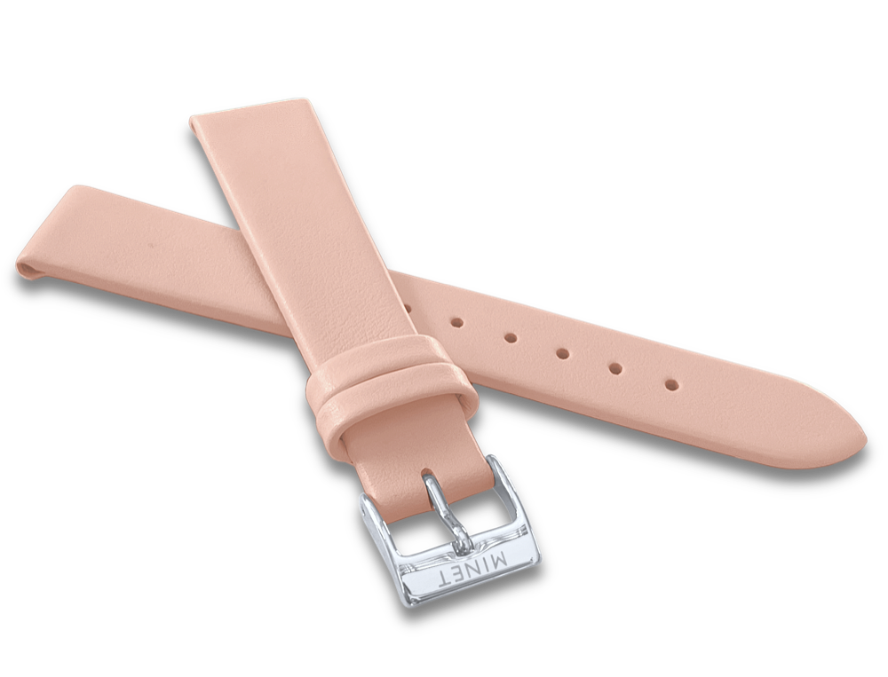 MINET Růžový kožený řemínek se stříbrnou sponou - 14 MSLPS14