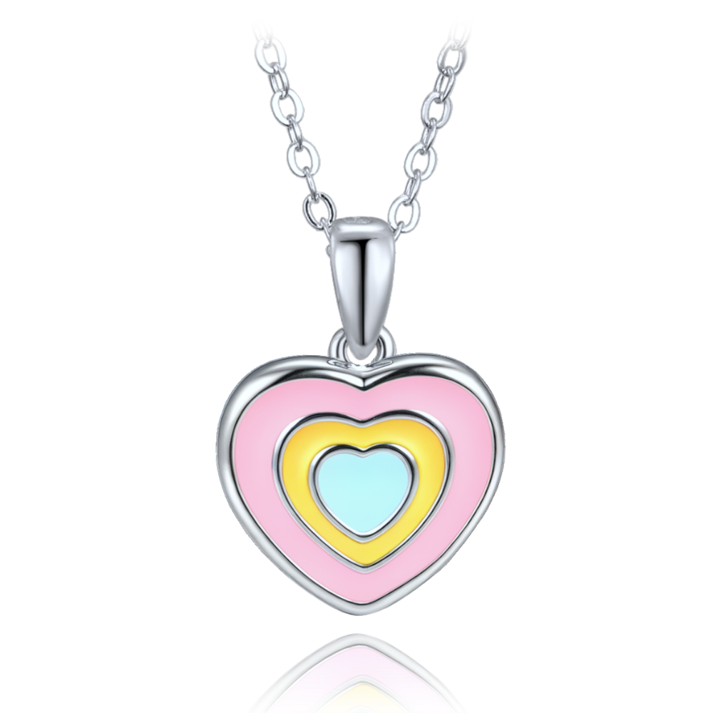 MINET Dětský stříbrný náhrdelník duhové srdce JMAD0065SN38