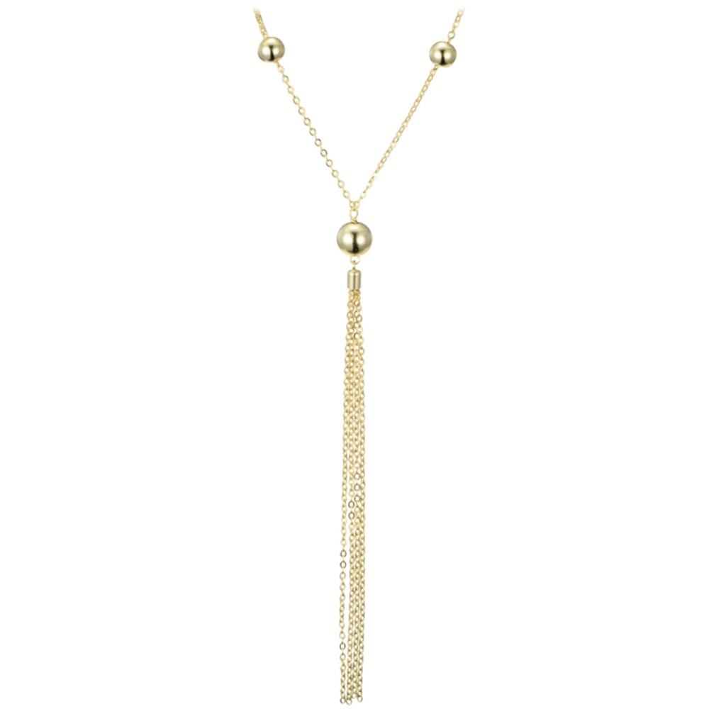 MINET Pozlacený stříbrný náhrdelník s řetízky a kuličkami JMAS0315GN57