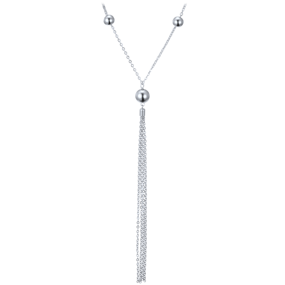 MINET Stříbrný náhrdelník s řetízky a kuličkami JMAS0315SN57