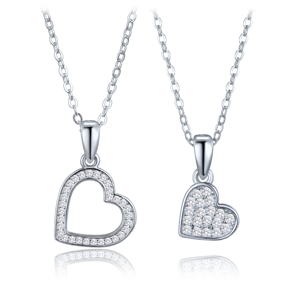 MINET Stříbrný set náhrdelníků se srdíčkem - matka a dcera