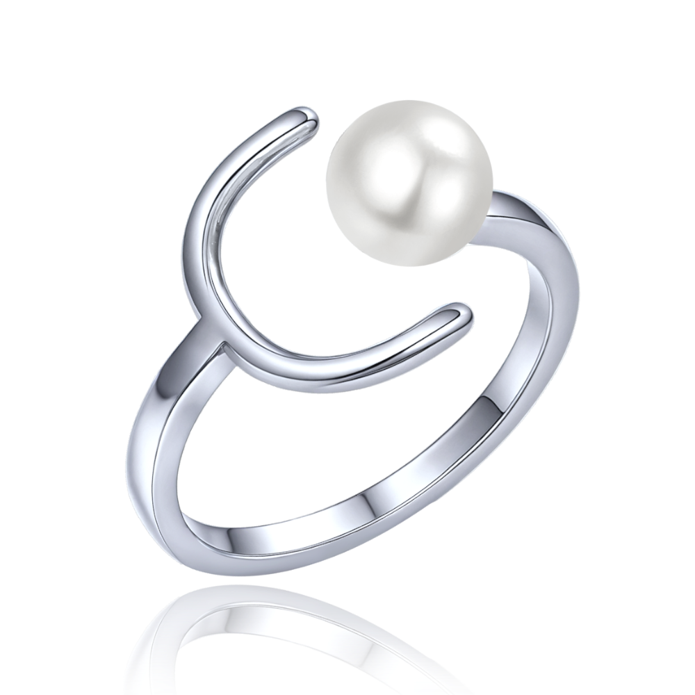 MINET Stříbrný prsten s přírodní perlou vel. 60 JMAS7060SR60