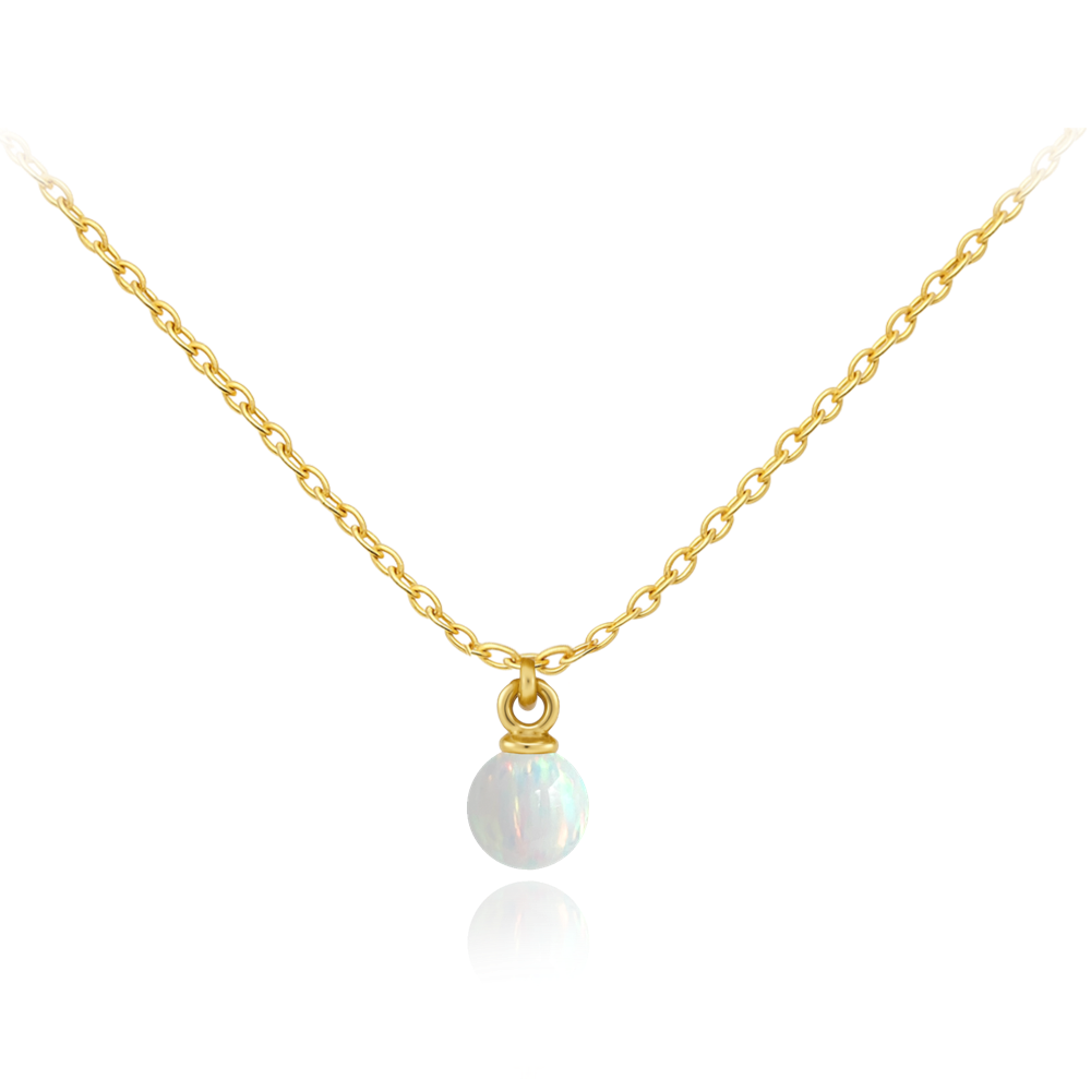 MINET Elegantní zlatý náhrdelník s bílým opálem Au 585/1000 1,65g JMG0302WGN46