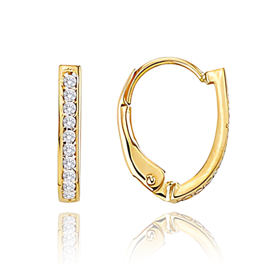 MINET Zlaté náušnice na patent s bílými zirkony Au 585/1000 1,55g JMG0008WGE01