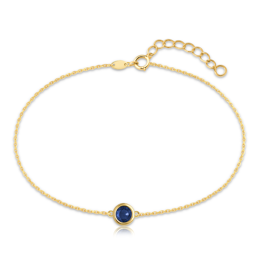 MINET Decentní zlatý náramek s modrým zirkonem Au 585/1000 0,95g JMG0311BGB17