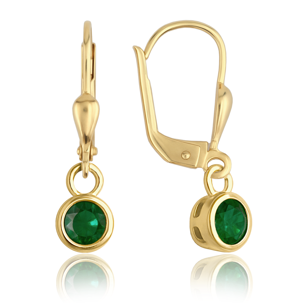MINET Elegantní zlaté náušnice se zelenými zirkony Au 585/1000 1,75g