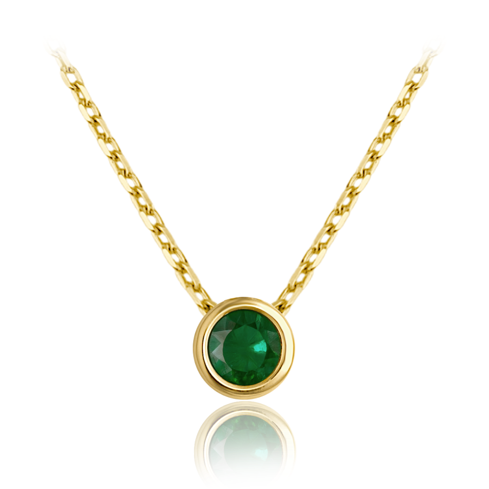 MINET Decentní zlatý náhrdelník se zeleným zirkonem Au 585/1000 1,85g JMG0311GGN46