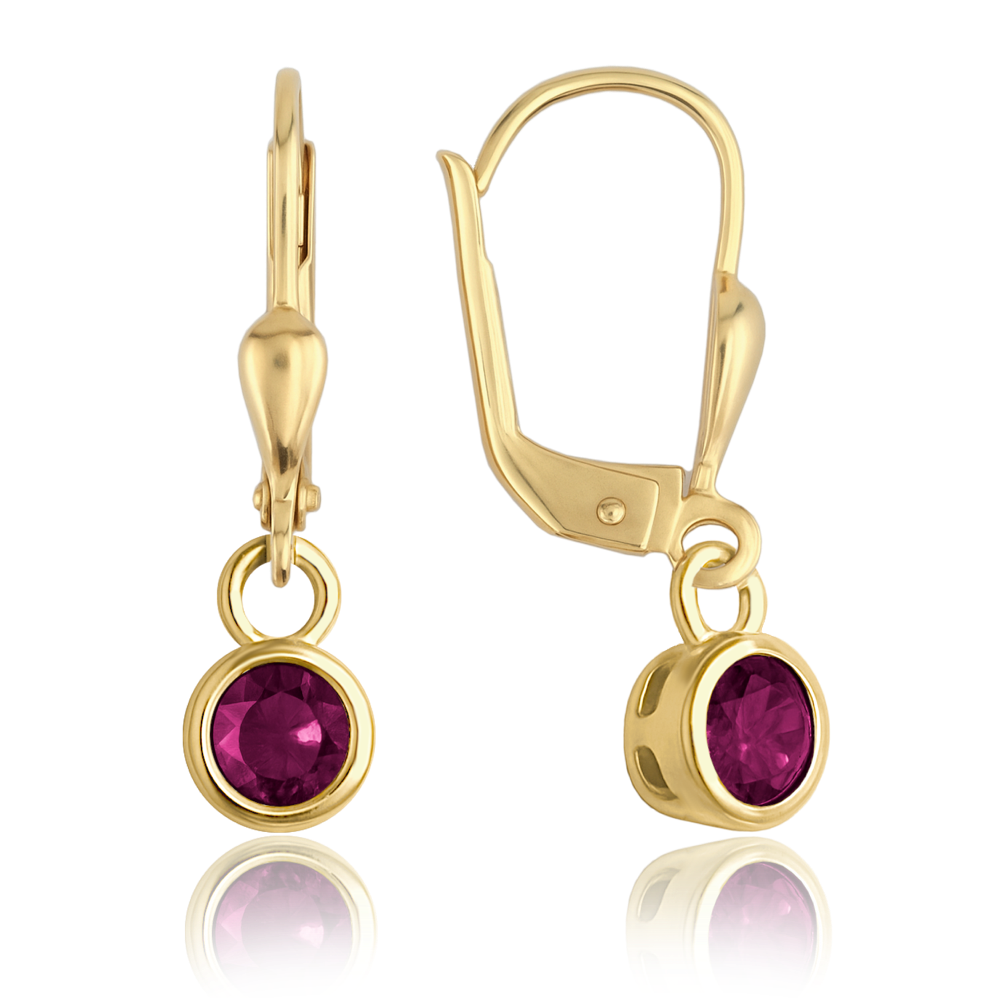 MINET Elegantní zlaté náušnice s vínovými zirkony Au 585/1000 1,80g