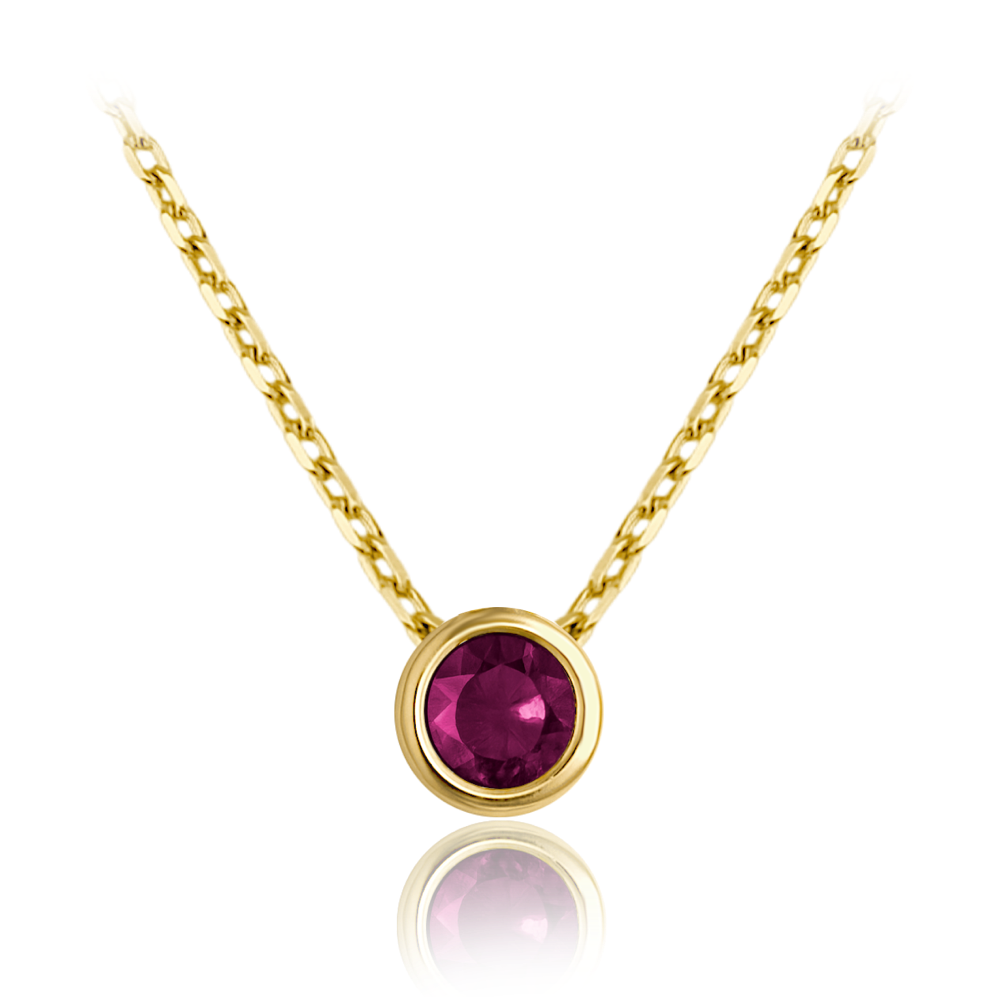 MINET Decentní zlatý náhrdelník s vínovým zirkonem Au 585/1000 1,85g JMG0311RGN46