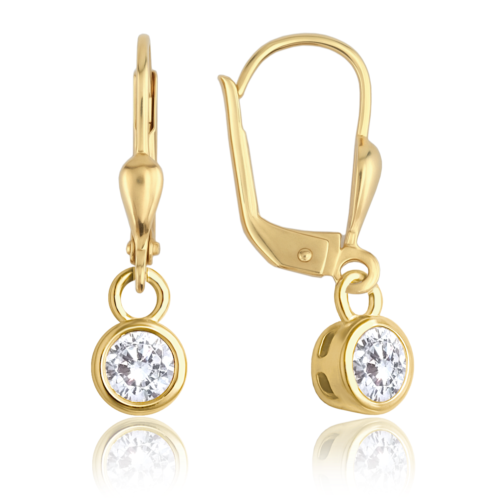 MINET Elegantní zlaté náušnice s bílými zirkony Au 585/1000 1,85g JMG0311WGE00