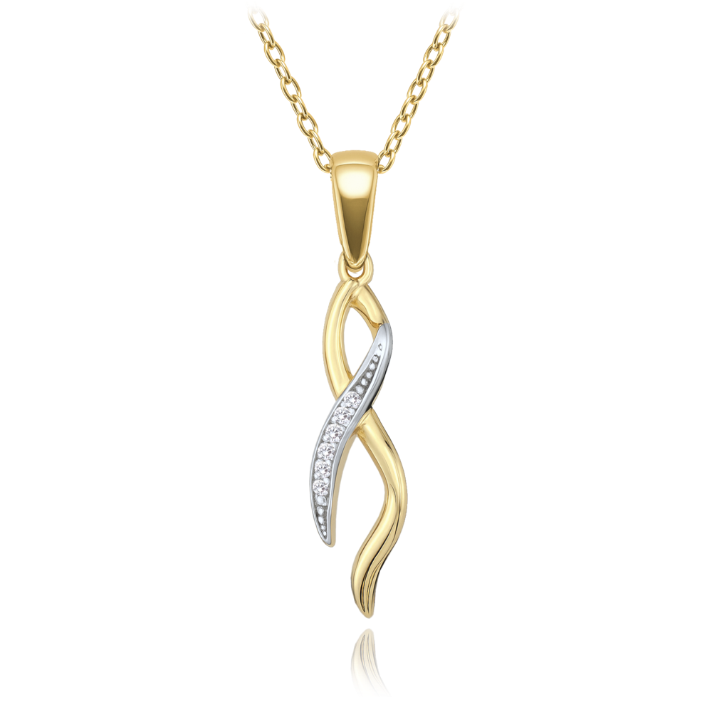 MINET Elegantní zlatý náhrdelník s bílými zirkony Au 585/1000 2,25g JMG0312WGN48