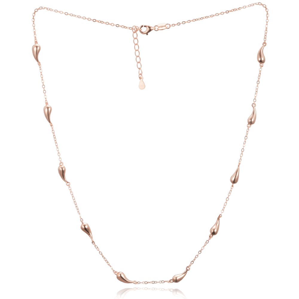 MINET Rose gold stříbrný náhrdelník kapky JMAN0565RN48