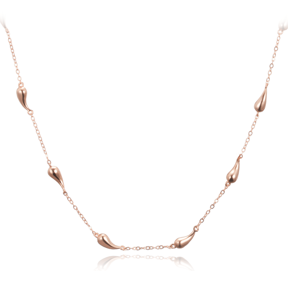 MINET Rose gold stříbrný náhrdelník kapky JMAN0565RN48