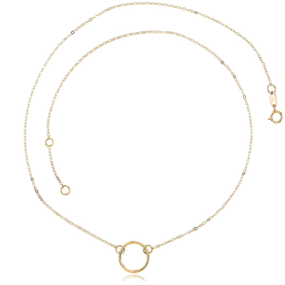 MINET Decentní zlatý náhrdelník s kroužkem Au 585/1000 1,50g JMG0059WGN50
