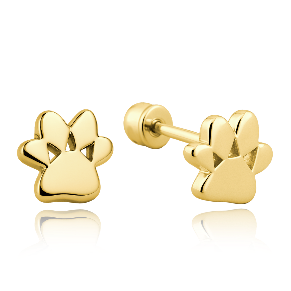 MINET Zlaté náušnice tlapky na šroubek Au 585/1000 1,80g JMG0105WGE01