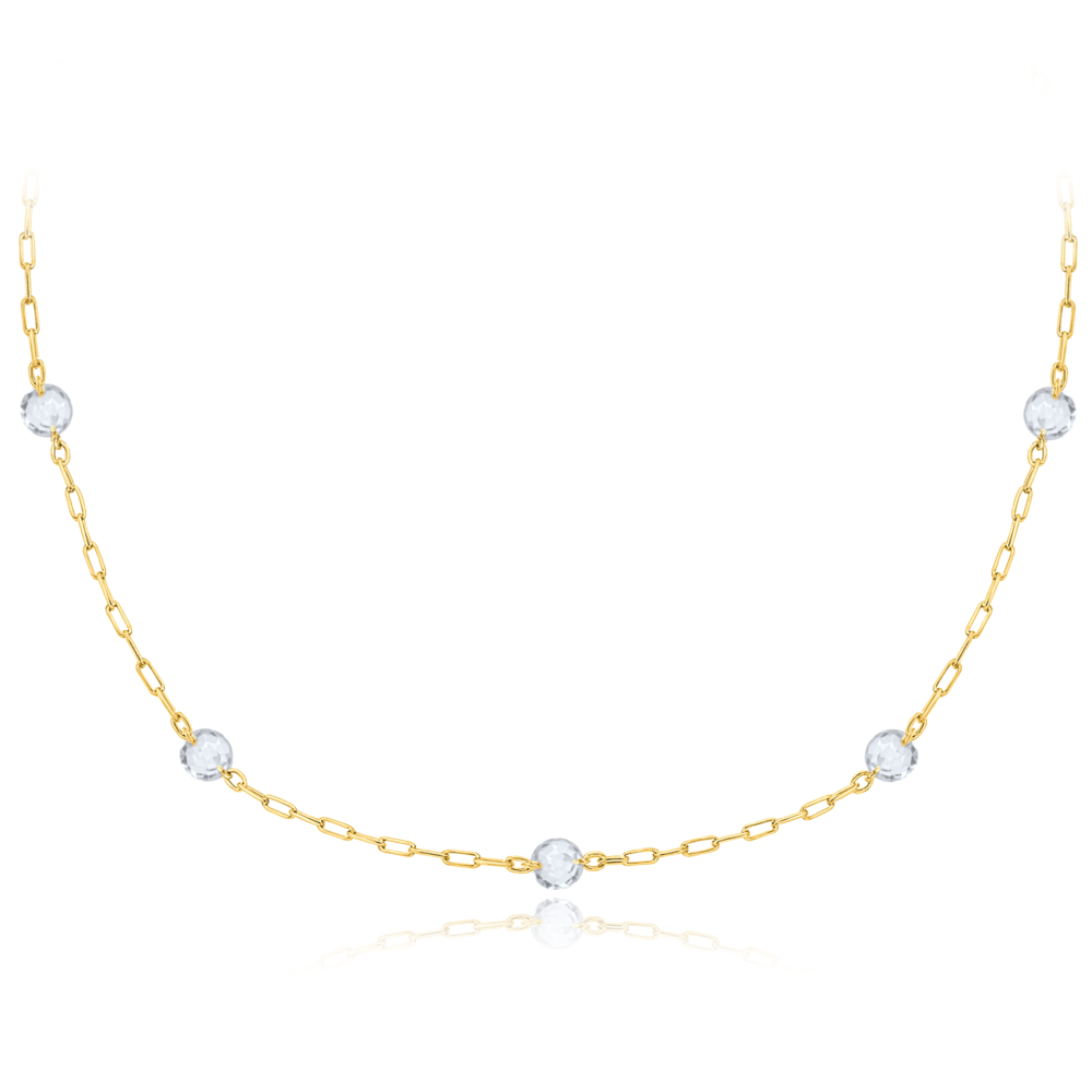 MINET Elegantní zlatý náhrdelník kulička Au 585/1000 1,70g JMG0342WGN48