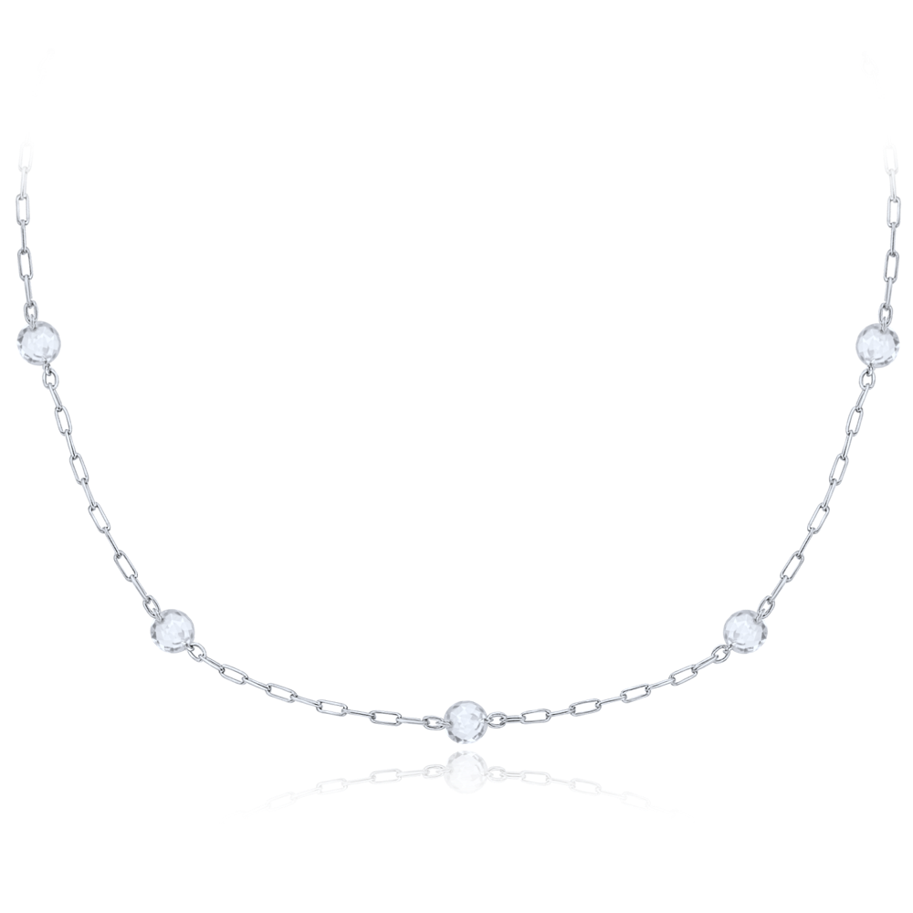 MINET Elegantní náhrdelník z bílého zlata kulička Au 585/1000 1,70g JMG0342WSN48