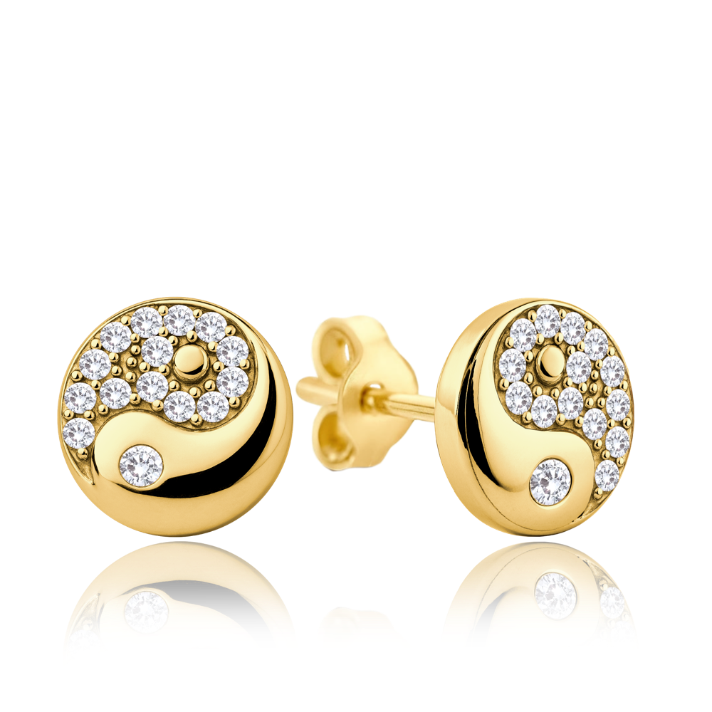 MINET Zlaté náušnice kolečka s bílými zirkony Au 585/1000 1,40g JMG0347WGE00