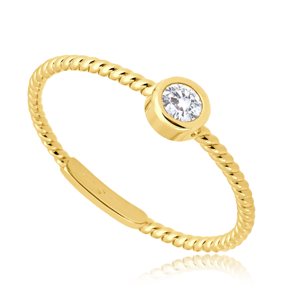 MINET Zásnubní zlatý prsten s bílým zirkonem Au 585/1000 vel. 58 - 1,05g