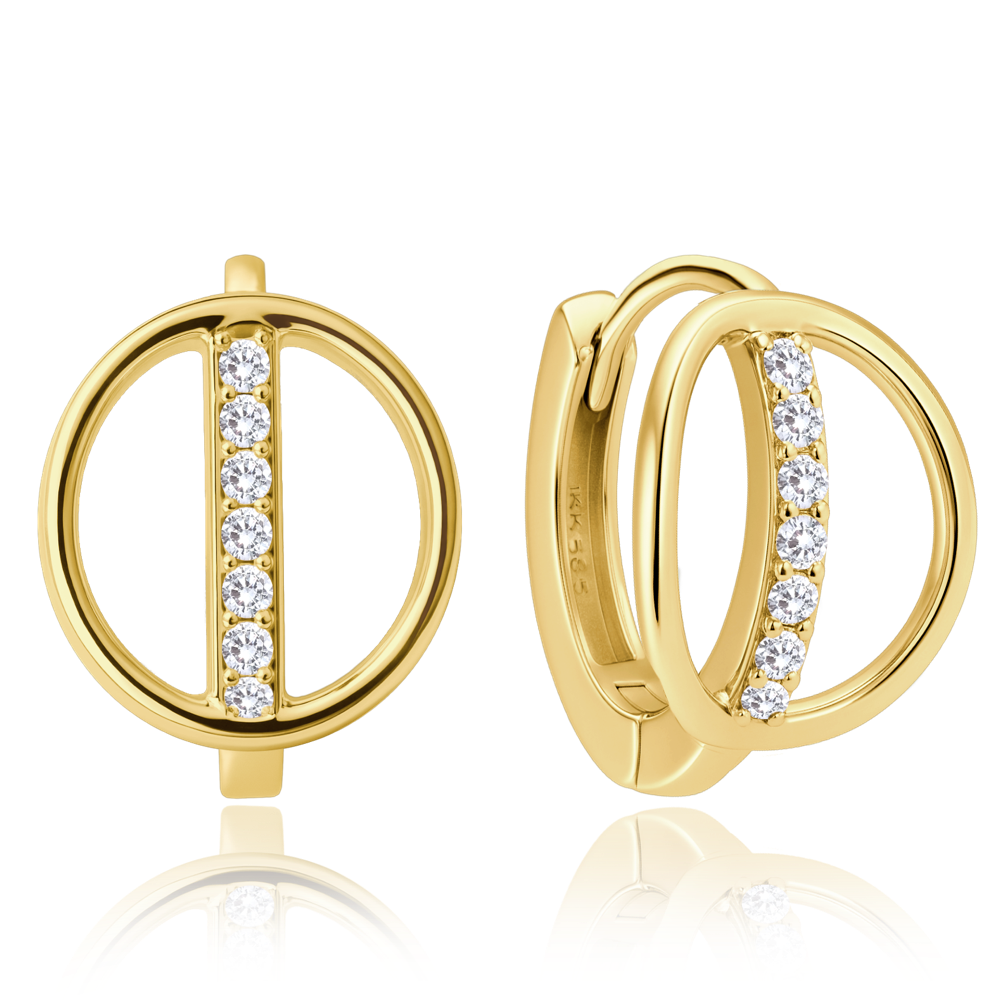 MINET Elegantní zlaté náušnice s bílými zirkony Au 585/1000 1,75g JMG0352WGE00