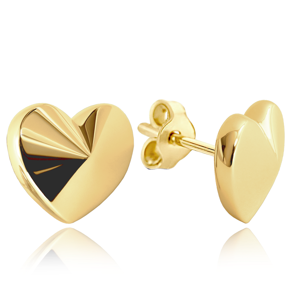 MINET Decentní zlaté náušnice s motivem srdcí Au 585/1000 1,70g JMG0322WGE00