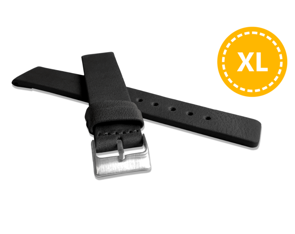 LAVVU XL Prodloužený černý hladký řemínek Plain z luxusní kůže Top Grain - 20 XXL LSCXB20