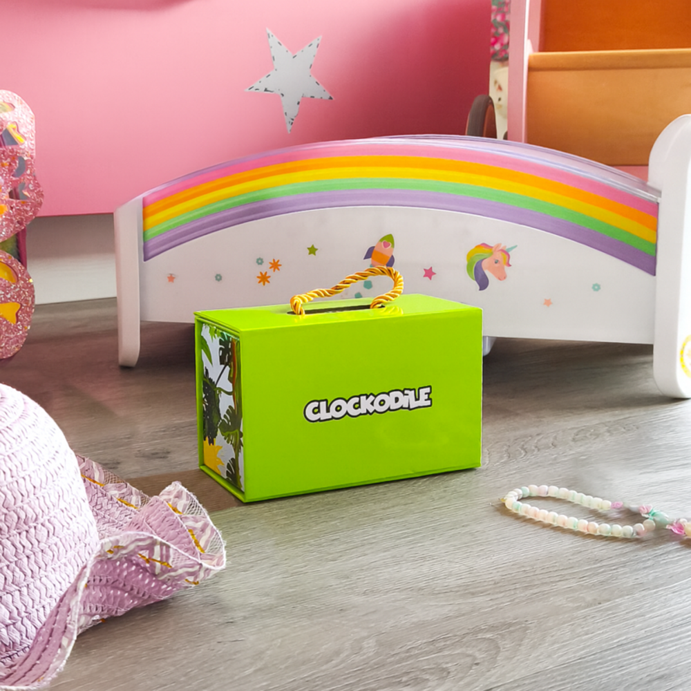 CLOCKODILE Tyrkysové dívčí dětské hodinky s kamínky a kytičkami