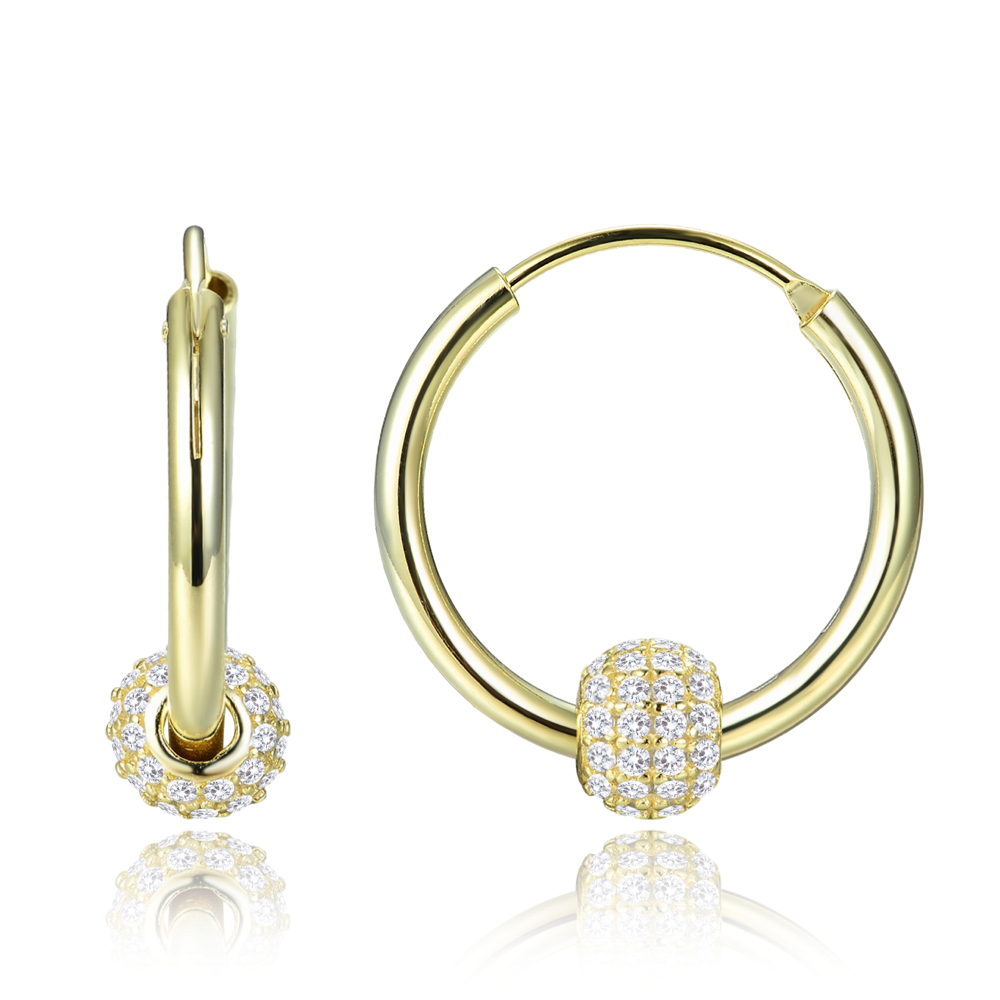 MINET Elegantní pozlacené stříbrné náušnice se zirkony