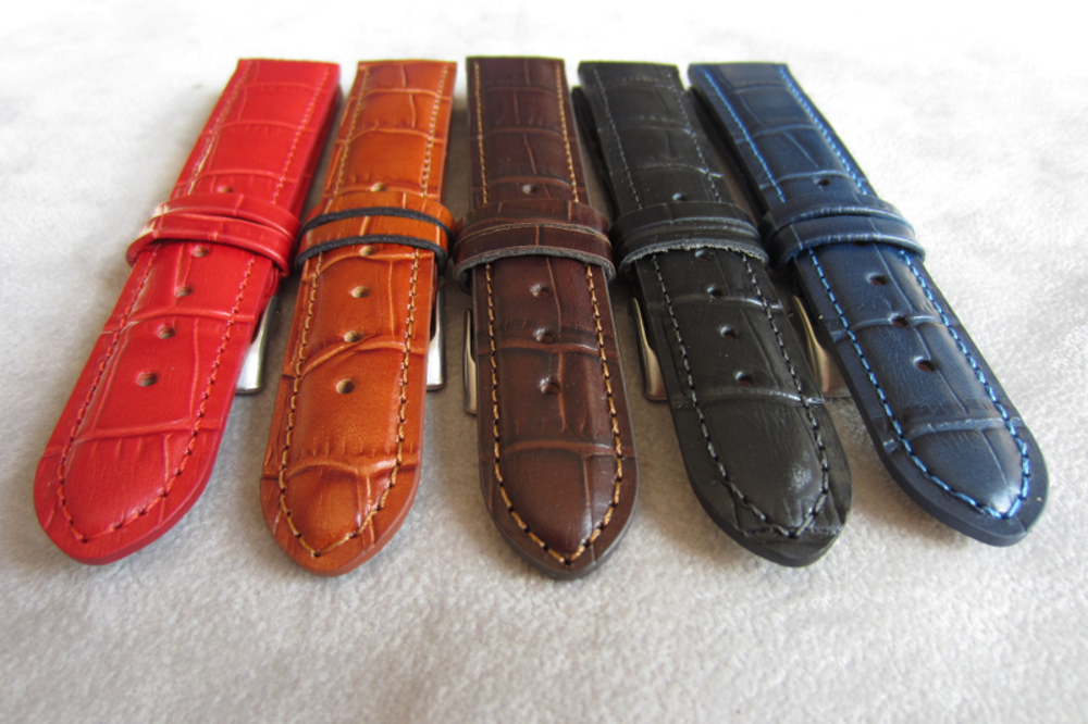 LAVVU Černý prošitý řemínek CROCO z luxusní kůže Top Grain - 14