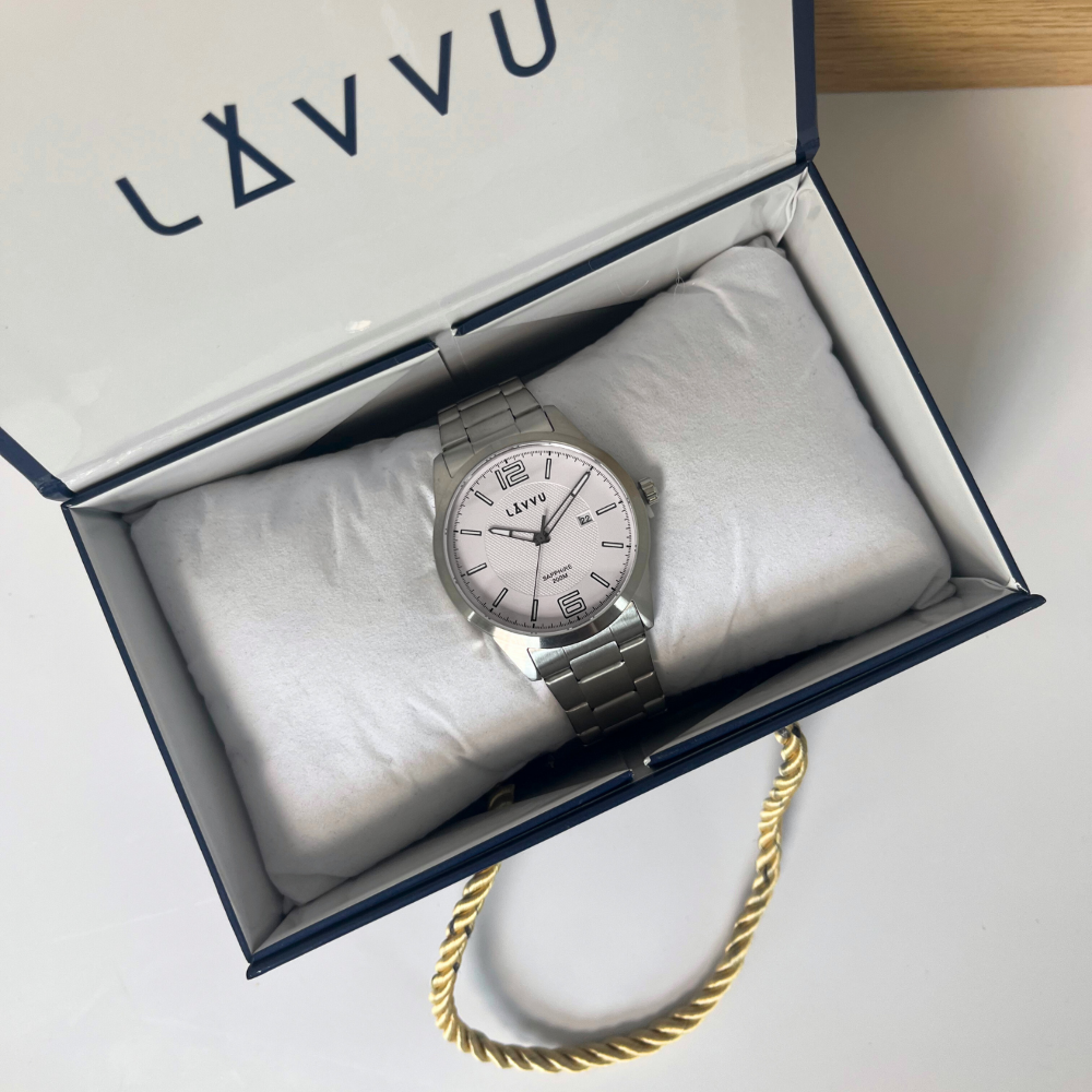 LAVVU 20 ATM Pánské hodinky se safírovým sklem DYKKER Silver
