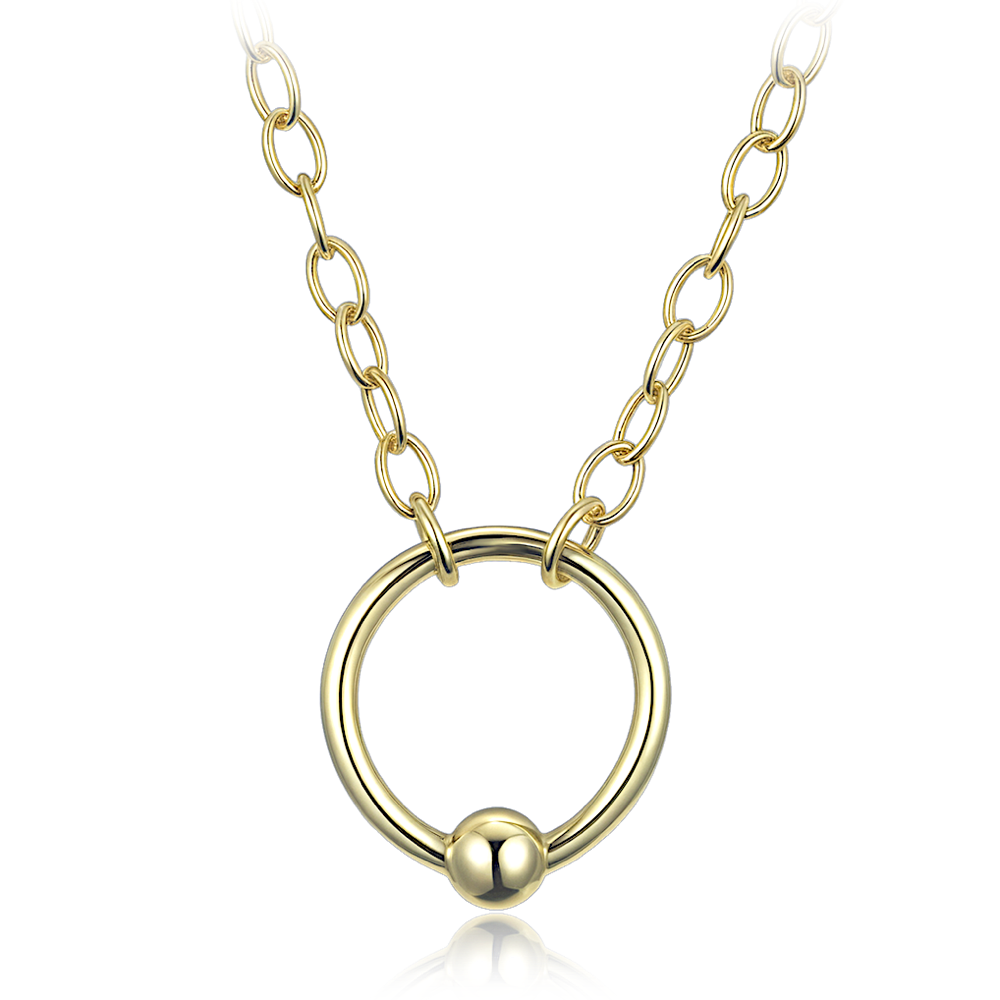 MINET Elegantní pozlacený stříbrný náhrdelník kroužek