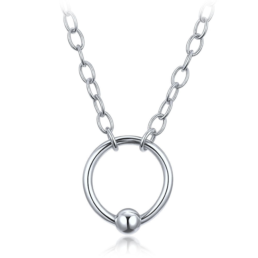 MINET Elegantní stříbrný náhrdelník kroužek