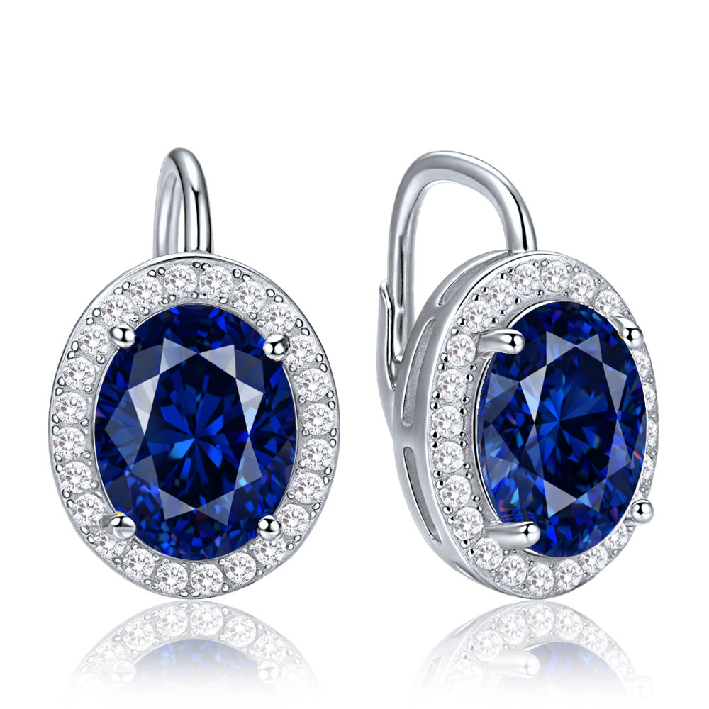 MINET Luxusní stříbrné náušnice s modrými a bílými zirkony  JMAS0329BE00
