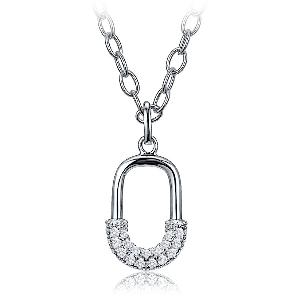 MINET Luxusní stříbrný náhrdelník se zirkonem