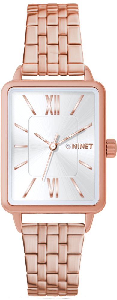 MINET Rosegold dámské hodinky SIENA se rosegold ocelovým řemínkem 