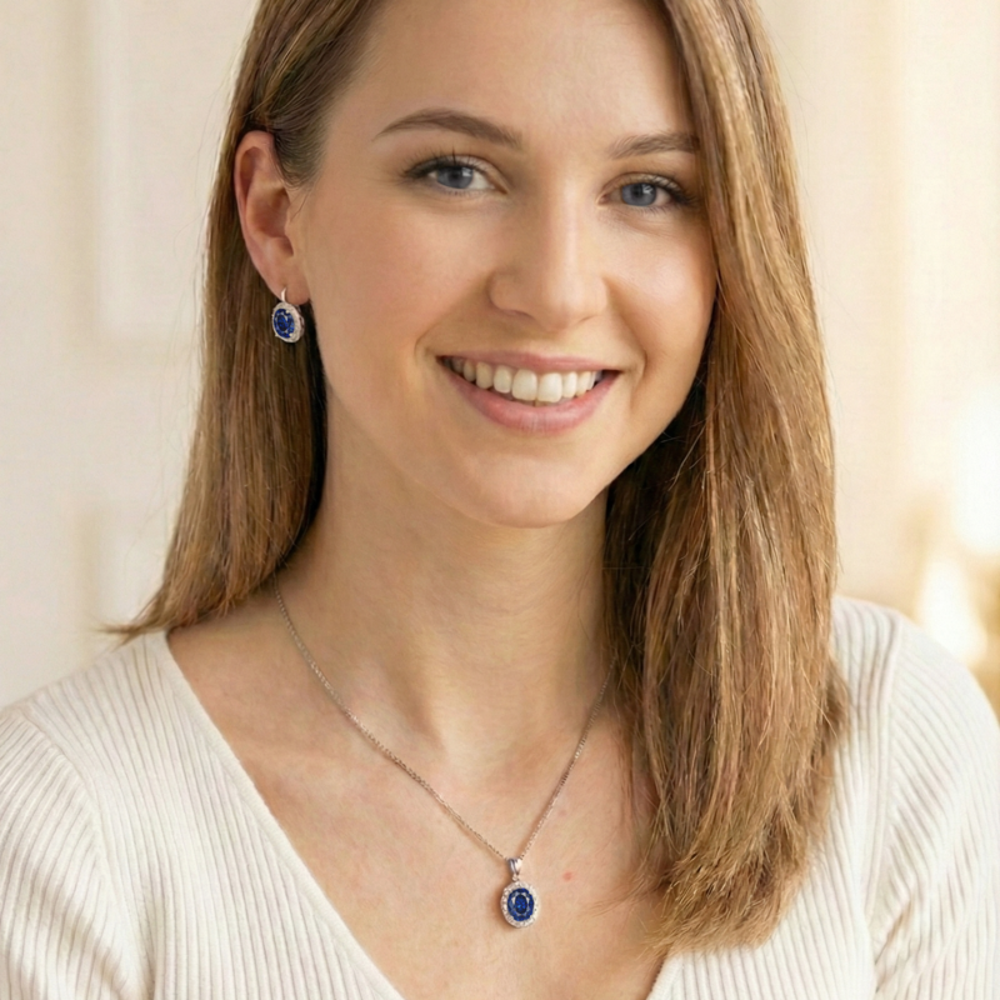 MINET Luxusní stříbrné náušnice s modrými a bílými zirkony  JMAS0329BE00